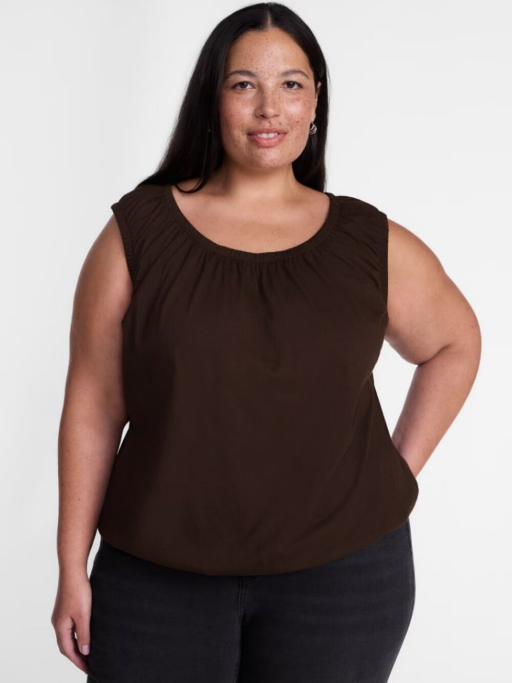 NWT Terra & Sky Women’s Plus Carob Sleeveless 100% Cotton Flowy Top Size 3X !